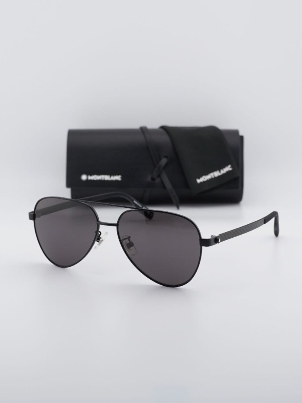 Montblanc MB0182S 001 Aviator Sunglasses - Black / Smoke
